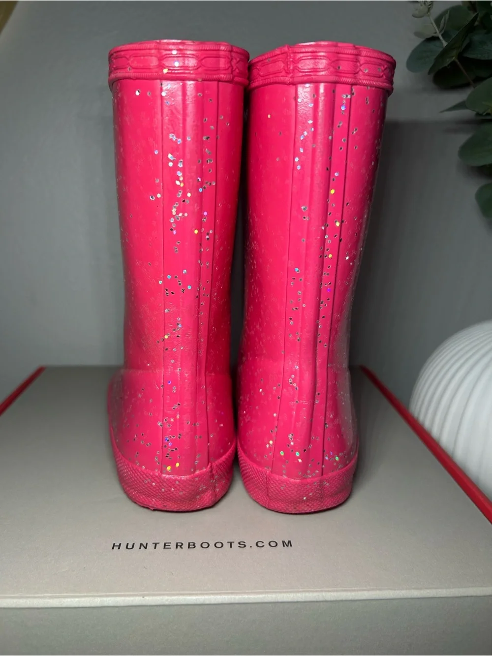 Hunter Kids pink Glitter Rain Boots